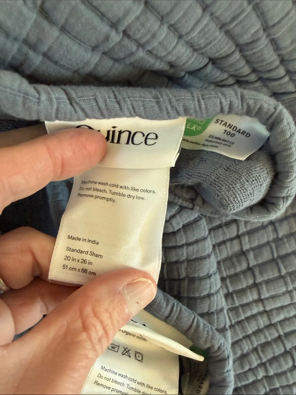NWOT Quince Organic Ribbed Cotton Shams – Mineral – Standard